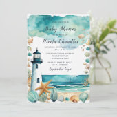 Invitation Baby shower phare nautique (Debout devant)