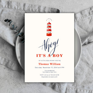 Invitation Baby shower phare nautique moderne