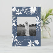 Invitation Baby shower photo bleu turquoise B/W (Debout devant)