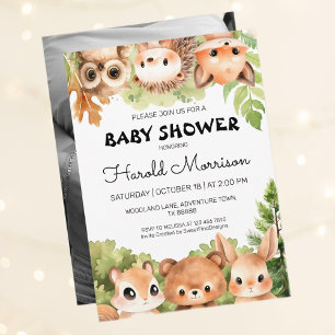 Invitation Baby shower photo Boy Woodland
