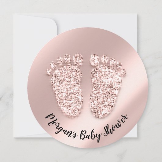 Invitation Baby shower Photo Confetti Pied Pied Or (Dos)
