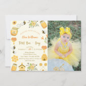 Invitation Baby shower photo d'abeilles du premier jour (Devant)