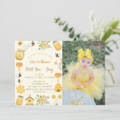 Invitation Baby shower photo d'abeilles du premier jour (Debout devant)