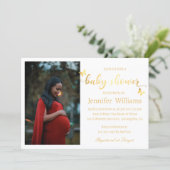 Invitation baby shower photo de calligraphie dorée moderne (Debout devant)