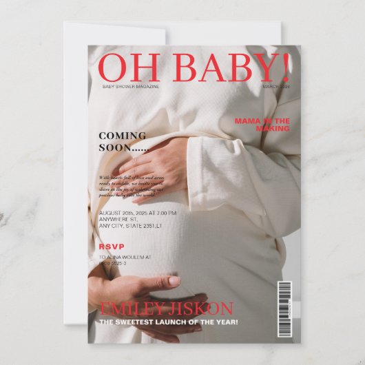 Invitation Baby shower photo de couverture de magazine unique (Devant)