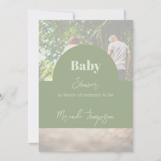 Invitation Baby shower photo de famille de verdure moderne (Devant)