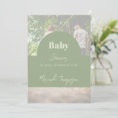 Invitation Baby shower photo de famille de verdure moderne (Debout devant)