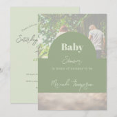 Invitation Baby shower photo de famille de verdure moderne (Devant / Derrière)