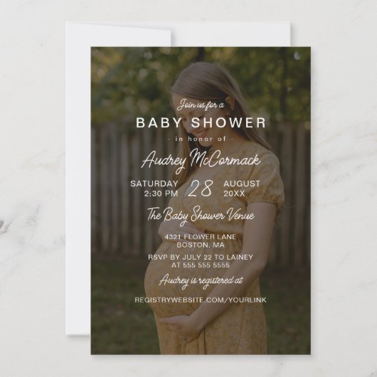 Invitation Baby shower photo de Grossesse de couverture blanc (Devant)