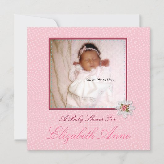 Invitation Baby shower photo de la fille rose (Devant)