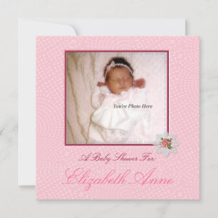 Invitation Baby shower photo de la fille rose