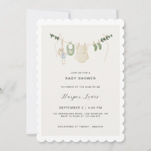 Invitation Baby shower photo de vêtements neutres pour les fe