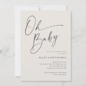 Invitation Baby shower photo en ivoire de script moderne (Devant)