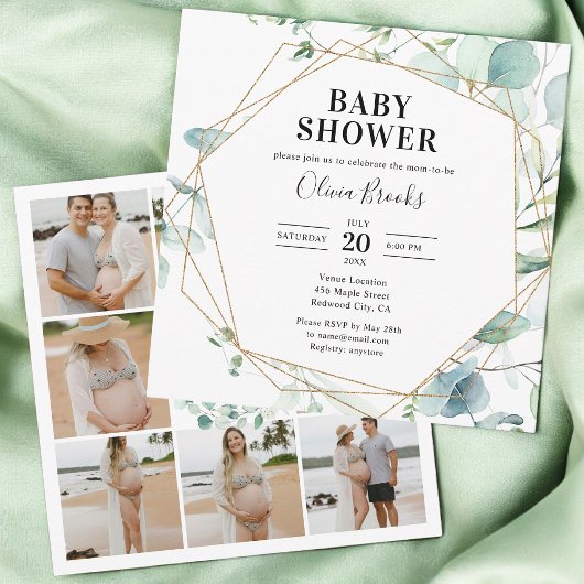 Invitation Baby shower photo Eucalyptus Rustic