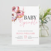 Invitation Baby shower photo fille rose moderne (Debout devant)