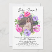 Invitation Baby shower photo Fleur aquarelle (Devant)