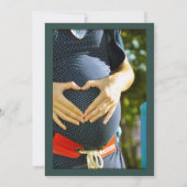 Invitation Baby shower photo floral vert rustique (Dos)