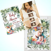 Invitation Baby shower photo Mère et Enfant Aquarelle