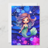 Invitation Baby shower photo Mermaid Deep Blue Purple Sea (Dos)