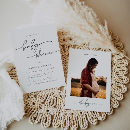 Invitation Baby shower photo minimaliste élégant