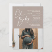 Invitation Baby shower photo moderne Neutre Script (Devant)