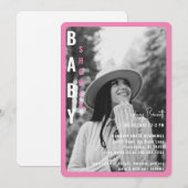 Invitation Baby shower photo moderne rose arrondi B/W (Devant / Derrière)