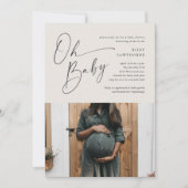 Invitation Baby shower photo moderne Script neutre genre (Devant)