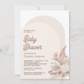 Invitation Baby shower photo Neutral Beige Floral Pampas (Devant)
