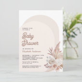 Invitation Baby shower photo Neutral Beige Floral Pampas (Debout devant)