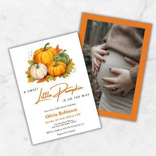Invitation Baby Shower Photo Orange Automne Une Pe