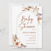 Invitation Baby shower photo Pampas Grass Boho Terracotta (Devant)