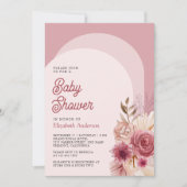Invitation Baby shower photo Pampas rose Pomegranit Floral (Devant)