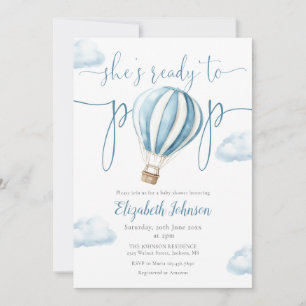 Invitation Baby shower photo Pop Blue Balloon Boy QR Code