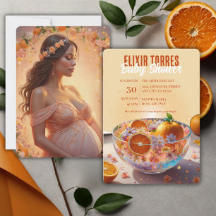 Invitation Baby shower photo Whimsical Orange