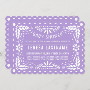 Invitation Baby shower picado clair violet et blanc