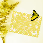 Invitation Baby shower picado de papillon jaune et blanc