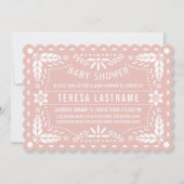Invitation baby shower picado rose or et papillon blanc (Devant)