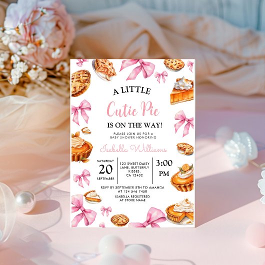 Invitation Baby shower Pie Pink Bow