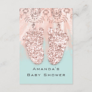 Invitation Baby shower Pieds Argent fille garçon Roya Rose Pa