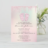 Invitation Baby shower Pieds Parties scintillant PastelDrip P (Debout devant)