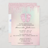 Invitation Baby shower Pieds Parties scintillant PastelDrip P (Devant / Derrière)