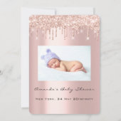 Invitation Baby shower Pieds Parties scintillant Pilules rose (Dos)