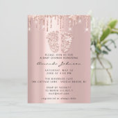 Invitation Baby shower Pieds Parties scintillant Pilules rose (Debout devant)