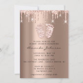 Invitation Baby shower Pieds Parties scintillant Rose Drives (Devant)