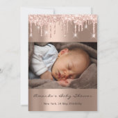 Invitation Baby shower Pieds Parties scintillant Rose Drives (Dos)