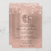 Invitation Baby shower Pieds Parties scintillant Rose Glitter (Devant / Derrière)