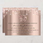 Invitation Baby shower Pieds Parties scintillant Rose Gold Dr (Devant / Derrière)