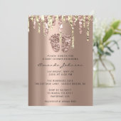 Invitation Baby shower Pieds Parties scintillant Rose Gold Dr (Debout devant)