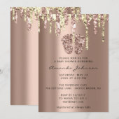 Invitation Baby shower Pieds Parties scintillant Rose Gold Dr (Devant / Derrière)