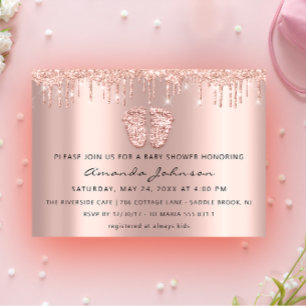 Invitation Baby shower Pieds Parties scintillant Rose Gold Dr